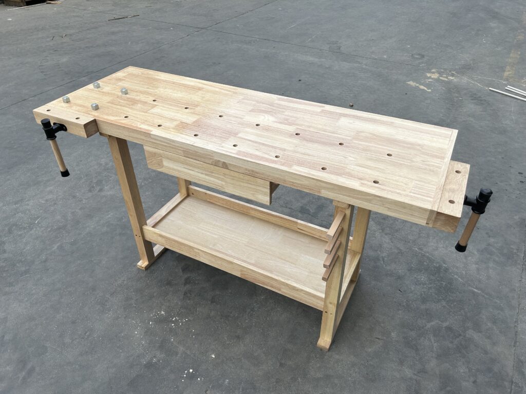 Professional Wooden Workbench with Open Storage Shelf