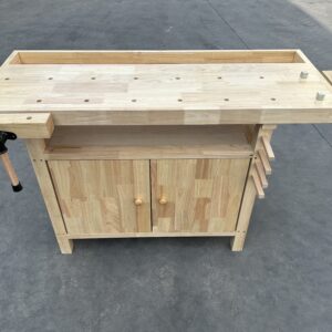 Heavy-Duty Wooden Workbench with Storage Cabinet