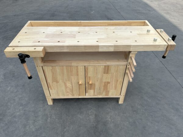 Heavy-Duty Wooden Workbench with Storage Cabinet